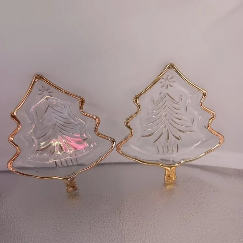 Mikasa crystal christmas tree candy dishes set of 2
